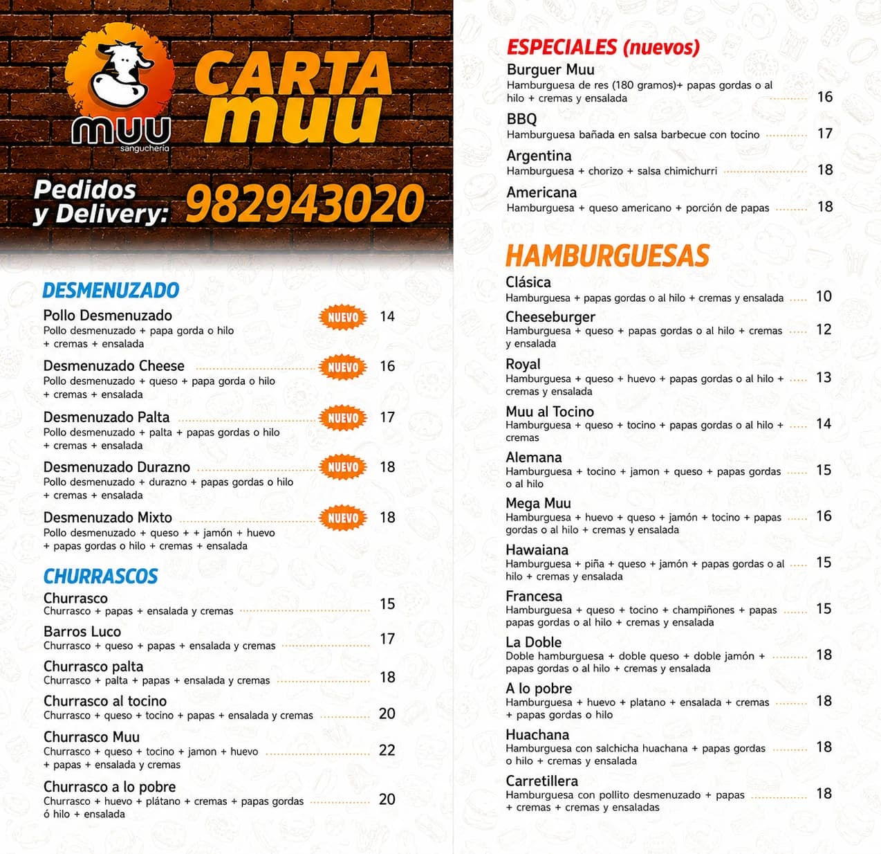 Sangucheria Mu — carta 1