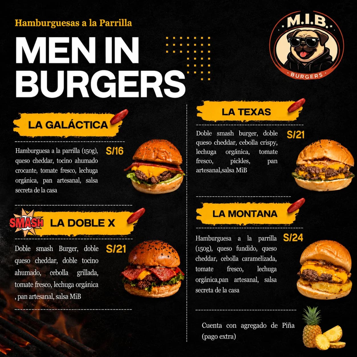 Men In Burguers — carta 1