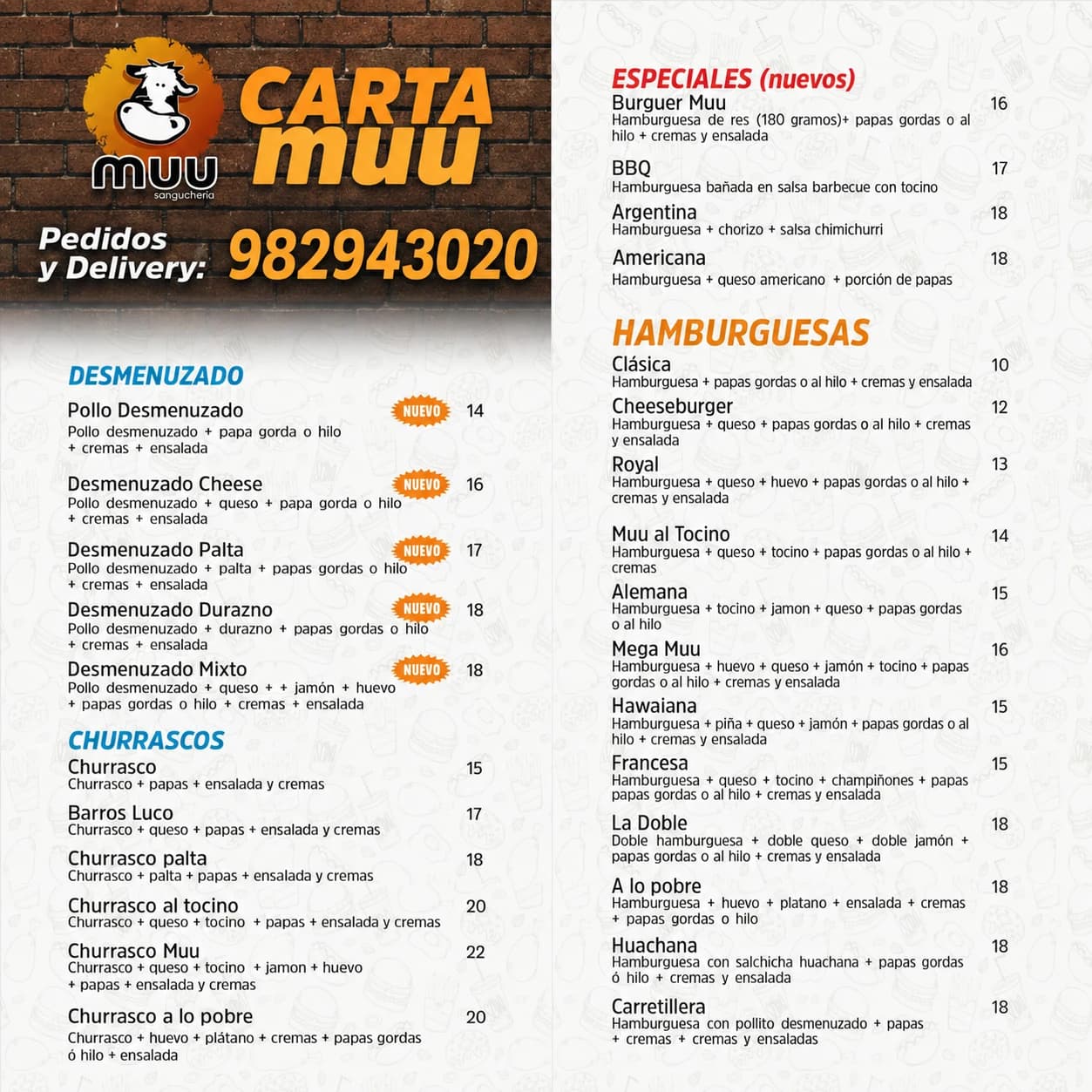 Sangucheria Mu — carta 1