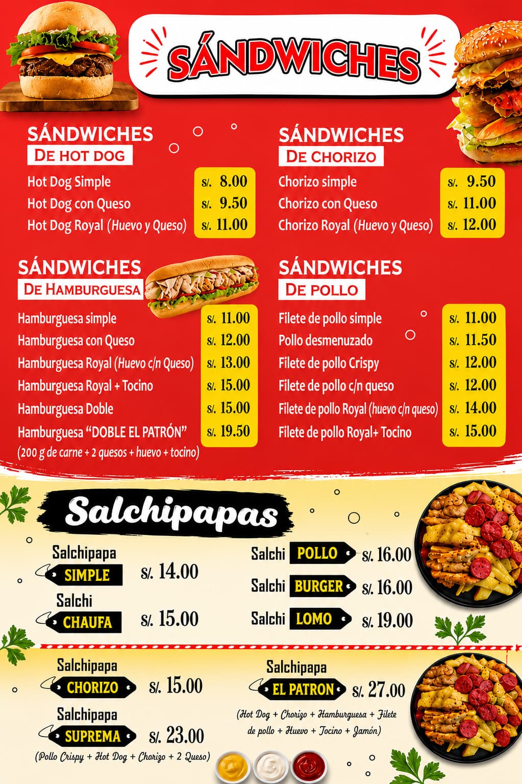 Delicias Sandwich & Salchipapas — carta 1