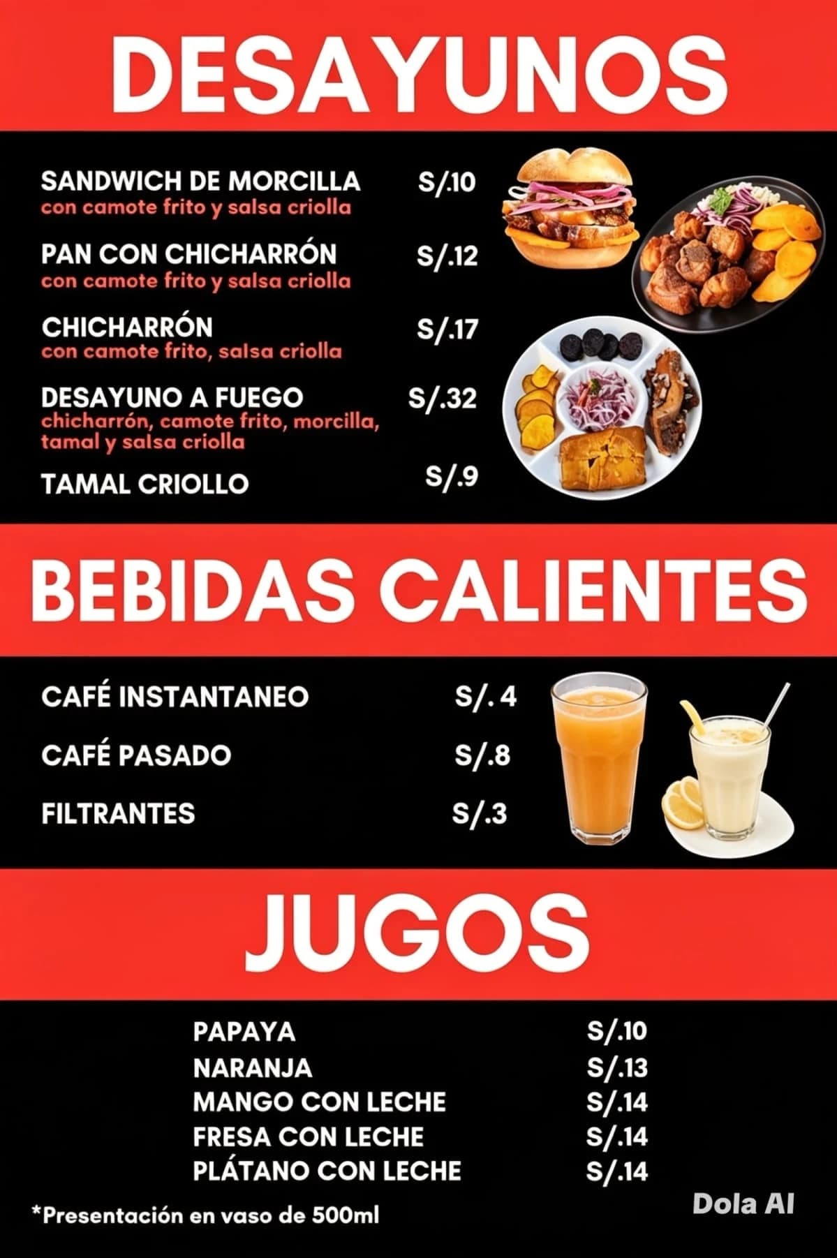 A Fuego Desayuno — carta 1