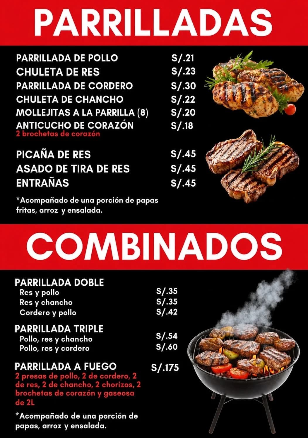 A Fuego Carnes & Parrilas — carta 1