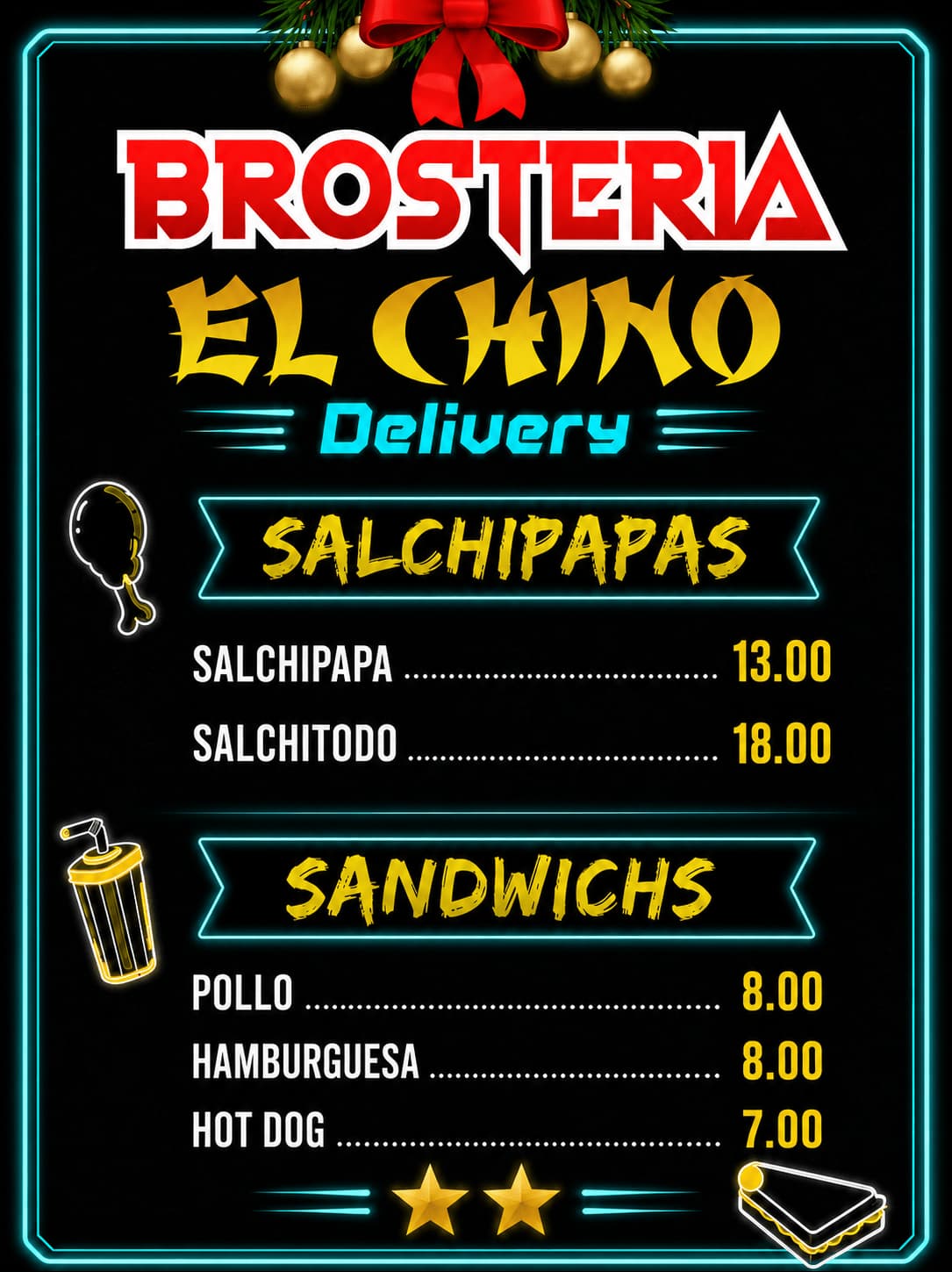Brosteria El Chino Sandwichs & Salchipapas — carta 1